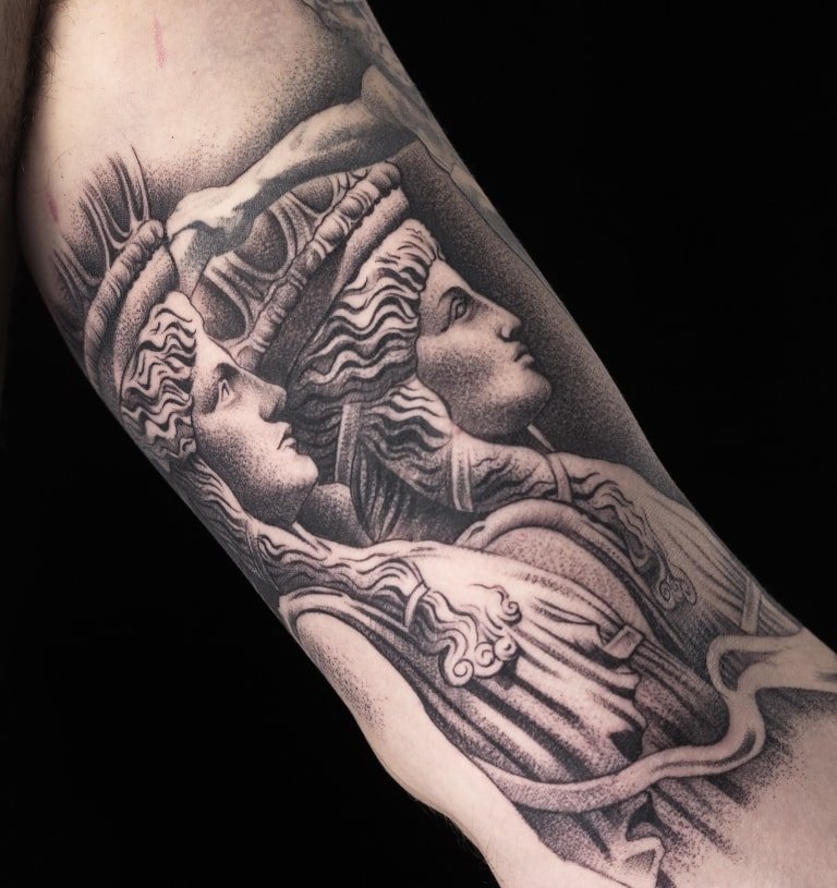 Ink Lovers Athens tattoo studio - ➕Goddess Athena statue➕ #goddess #Athena # statue #realistic #tattoos #blackandgray | Facebook